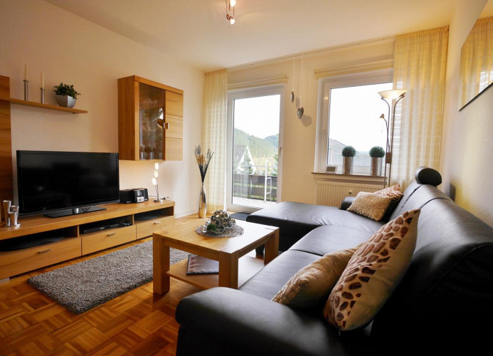 Fewo Ettelsberg-Panorama**** - Wohnzimmer mit TV, DVD. Stereo