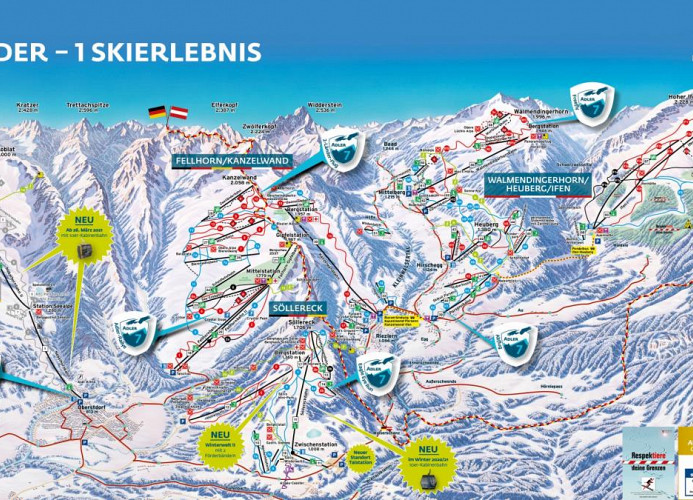 Oberstdorf/Kleinwalsertal - größtes Skigebiet am Alpennordrand; 110km Pisten