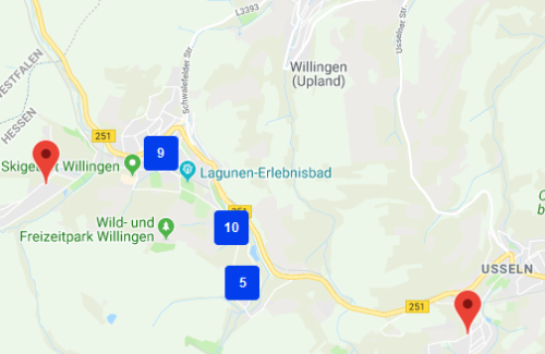 Suche & Anzeige von Ferienobjekten auf Ortsplan